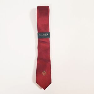 Lauren Ralph Lauren Men’s Necktie Red 100% Silk Woven Crest Classic 53.5" NWT